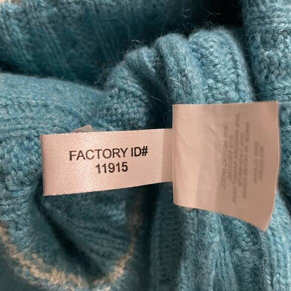 Express Wool Cashmere Angora Blend Striped Sweater Cable Knit Teal - Size Small - Picture 5 of 9